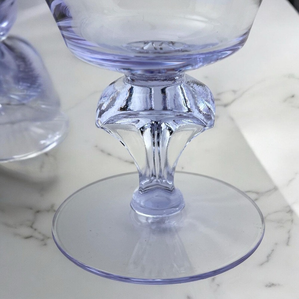 Tiffin Twilight Neodymium Glass Purple/Blue 4 Champagne Coupes Sherbets #17578 - Picture 4 of 8